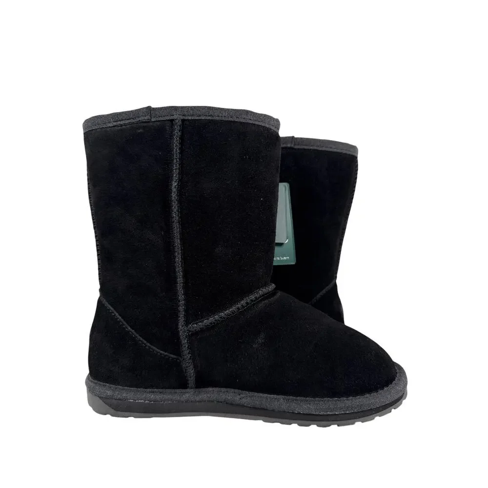 EMU Australia Wallaby Lo Boots Big Kids 2‎ Black Waterproof Suede Merino Wool